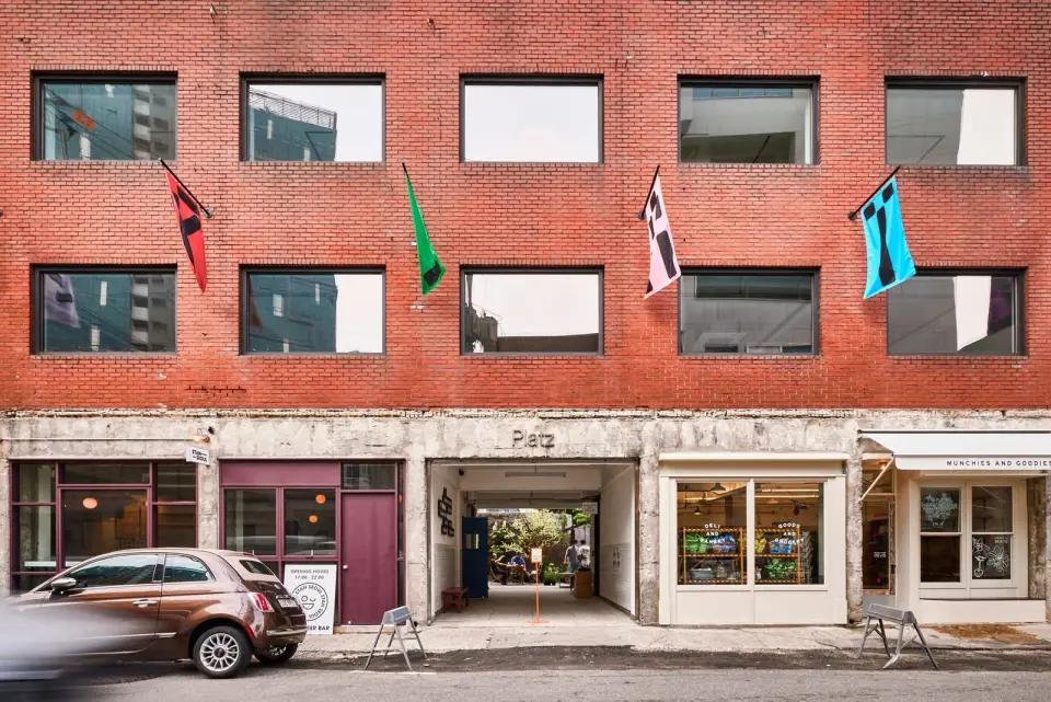 Red-brick building facade